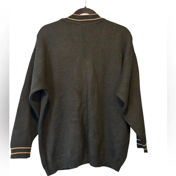 Vintage Sears V-Neck Cardigan with Gold Buttons and Metallic Trim - Picture 4 of 12